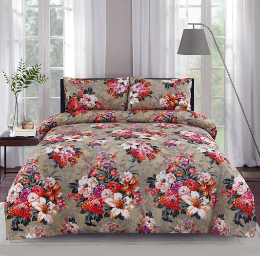 6 Piece - Mutli Bunch Flower Printed Duvet Cover Set