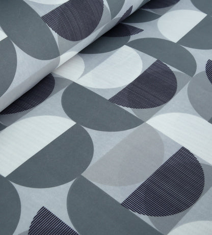 6 Piece - Mint, White & Grey Circular Printed Duvet Cover Set