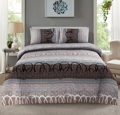 6 Piece - Circle Calm Printed Duvet Cover Set