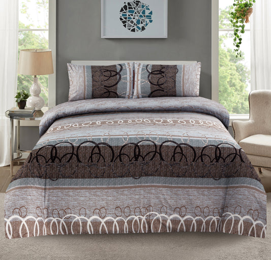 6 Piece - Circle Calm Printed Duvet Cover Set