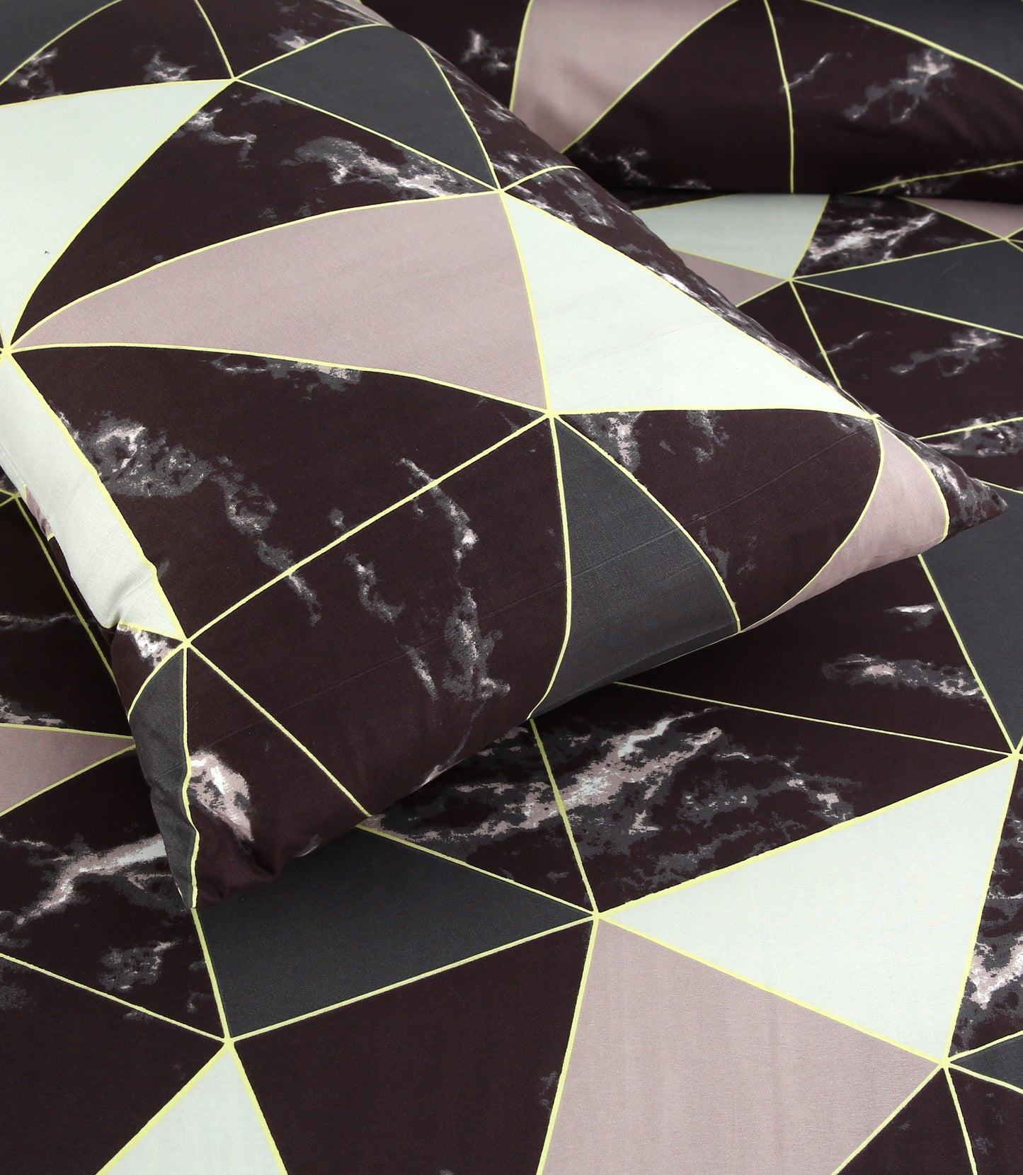 6 Piece - Plum & Pink Abstract Printed Duvet Cover Set