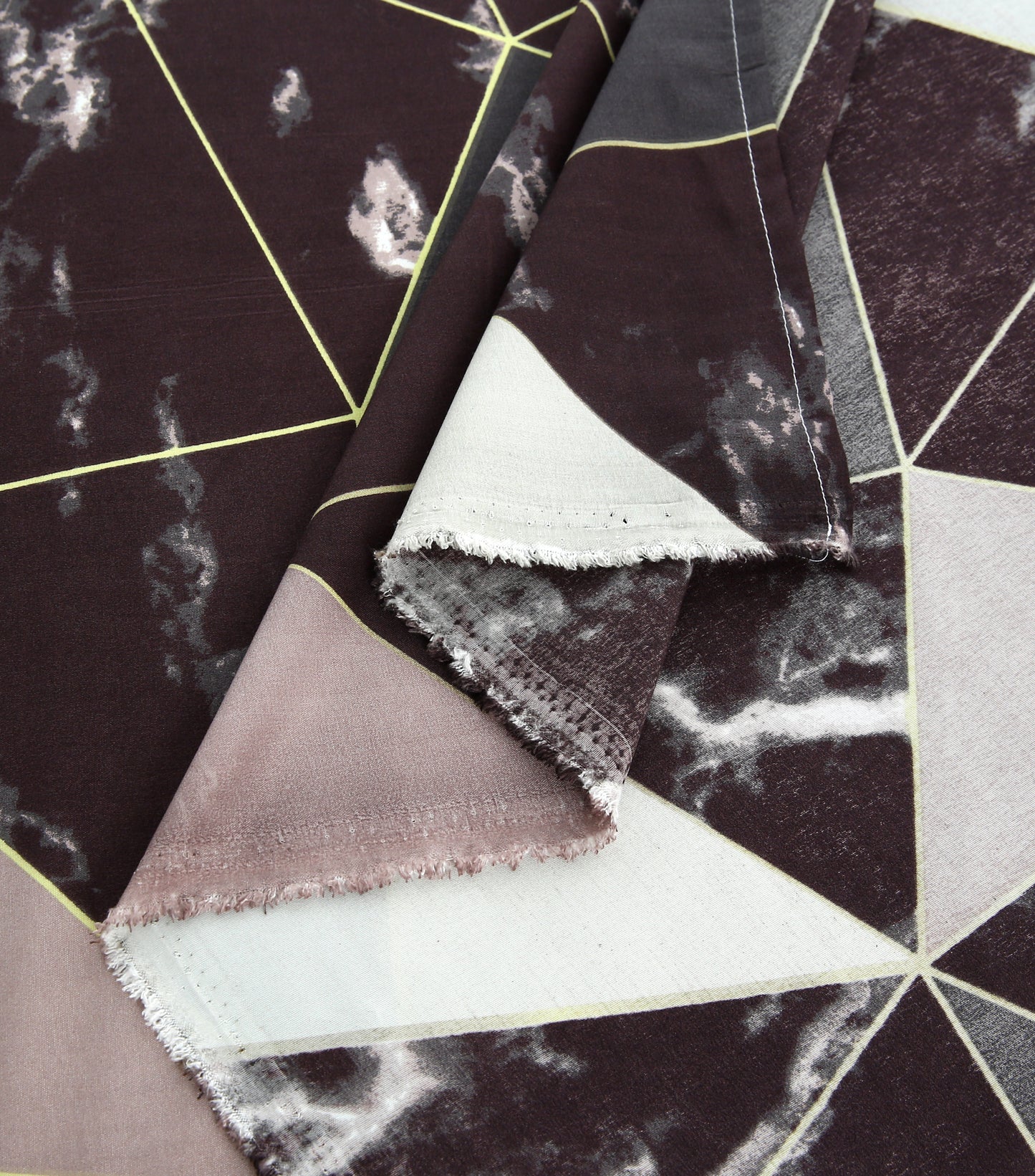 6 Piece - Plum & Pink Abstract Printed Duvet Cover Set