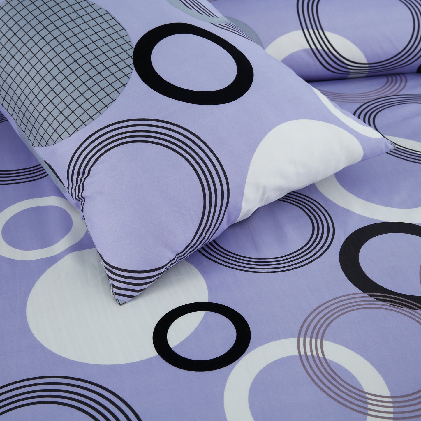6 Piece - Grey Hues Circular Printed Duvet Cover Set