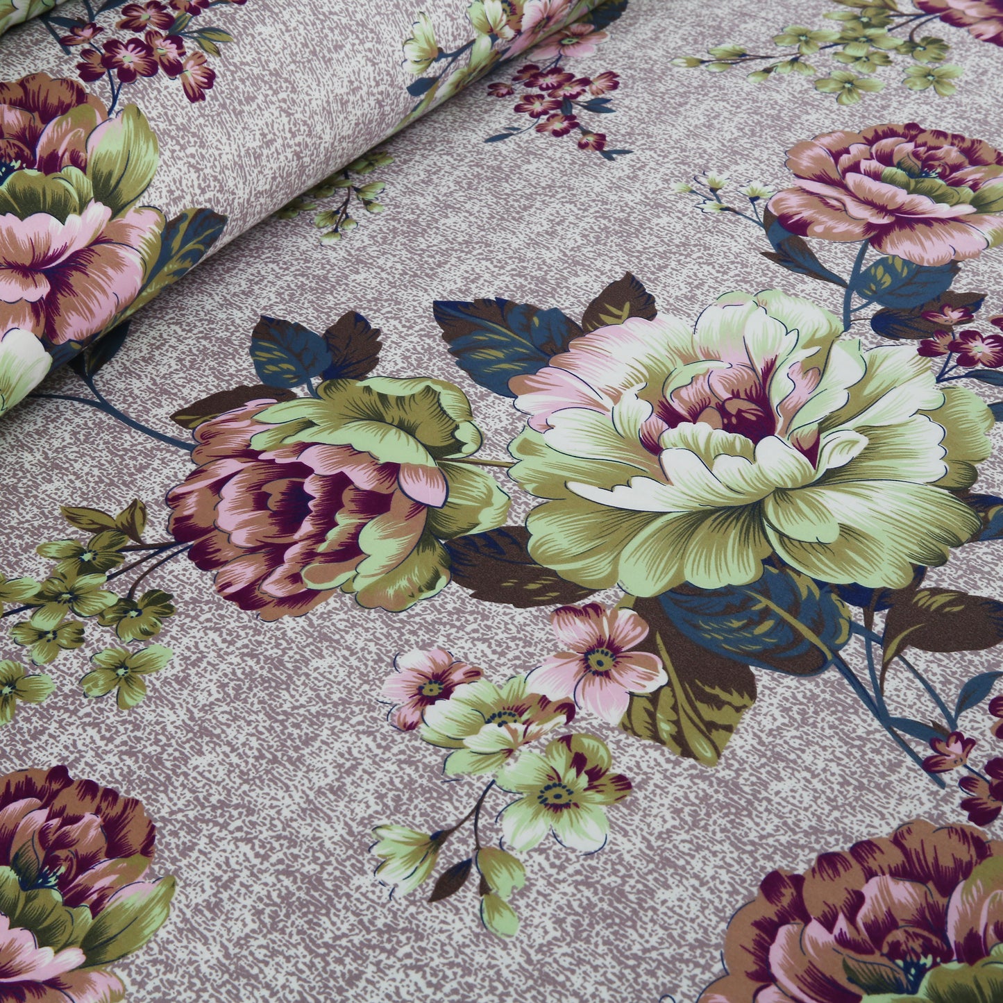 6 Piece - Light Grey Floral Chintz Printed Duvet Cover Set