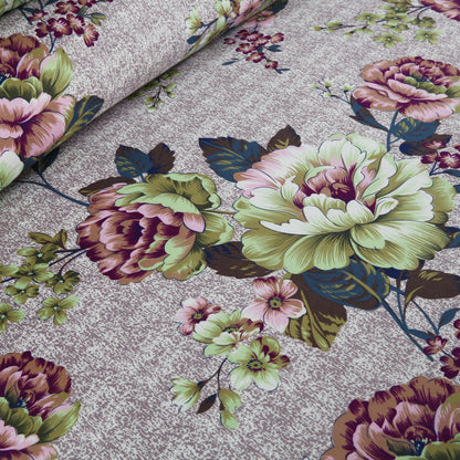 6 Piece - Light Grey Floral Chintz Printed Duvet Cover Set