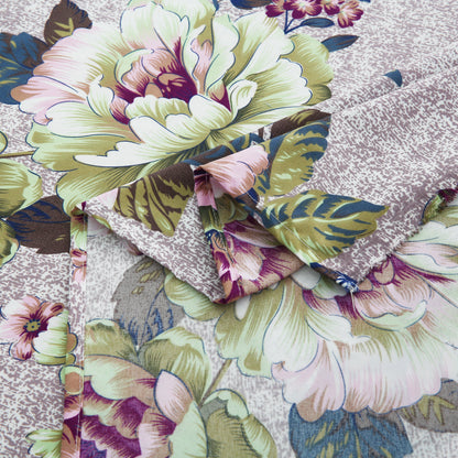6 Piece - Light Grey Floral Chintz Printed Duvet Cover Set