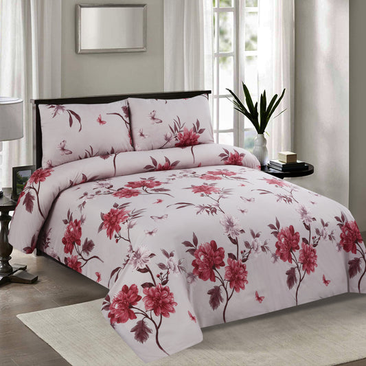 6 Piece - Pink Daisy Flower Printed Duvet Cover Set