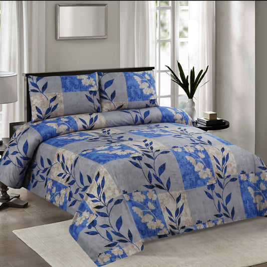 6 Piece - Vintage Blue & White Floral Printed Duvet Cover Set