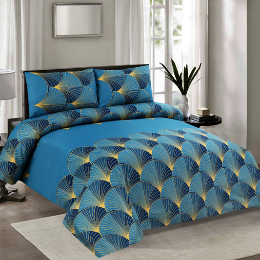 6 Piece - Blue Seashell Printed Duvet Cover Set