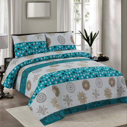 3/6 Piece - Floral Base With Teal Stripes Set - 3157