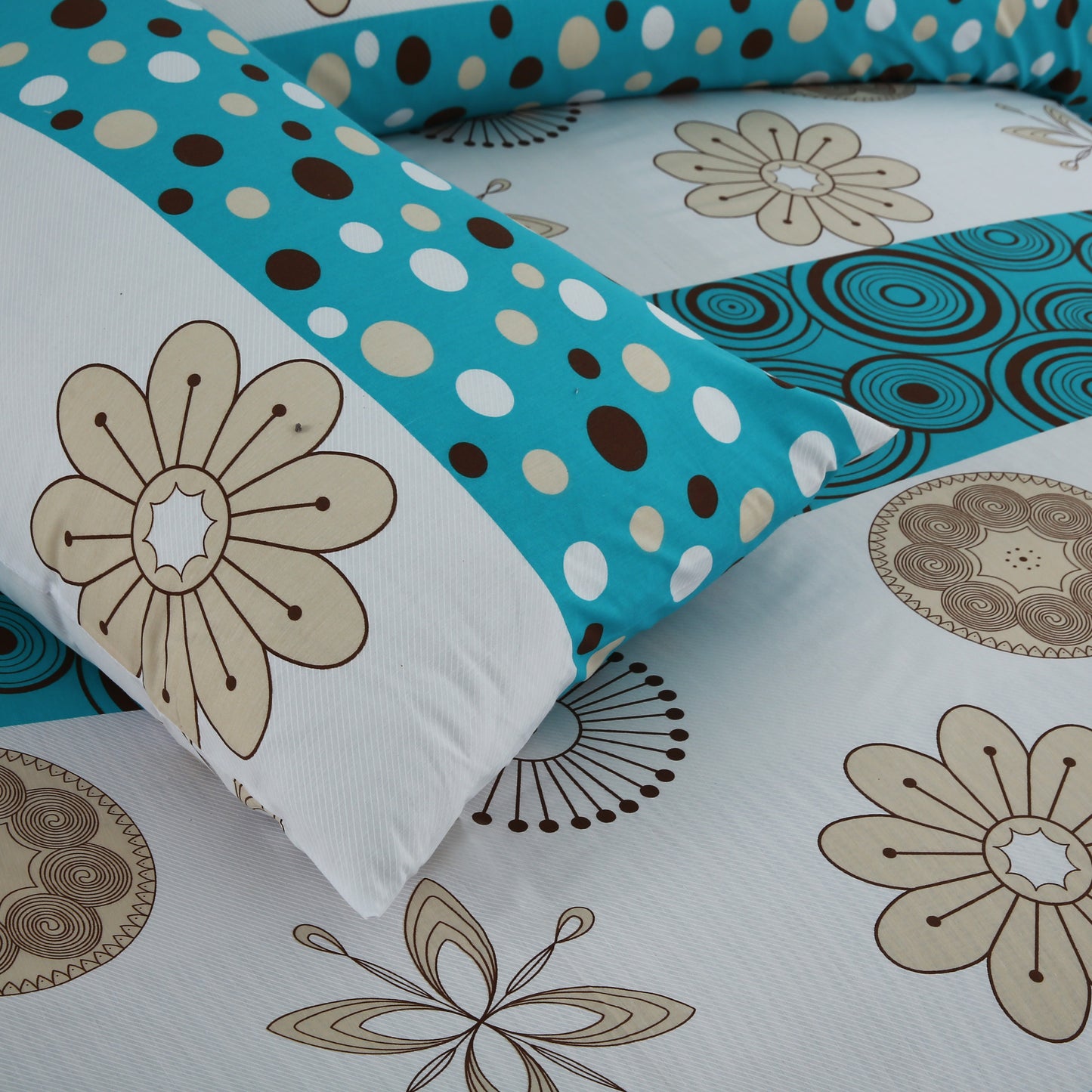 3/6 Piece - Floral Base With Teal Stripes Set - 3157