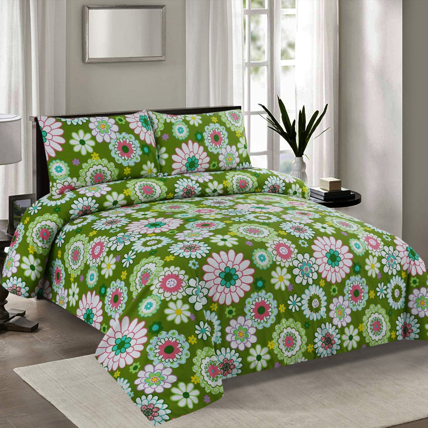 3/6 Piece - Green Floral Set - 3059