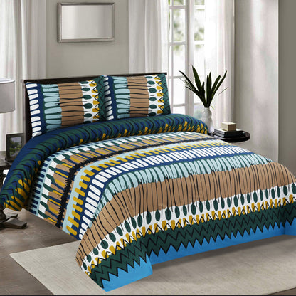 6 Piece - Multi Brick Patterned Printed Duvet Cover Set
