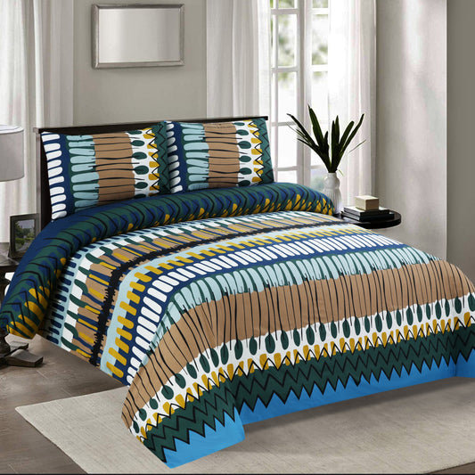 6 Piece - Multi Brick Patterned Printed Duvet Cover Set