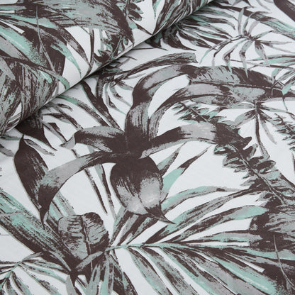 6 Piece - Palm Leaves Flowered Printed Duvet Cover Set