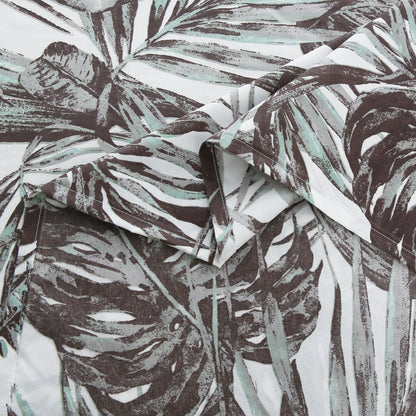 6 Piece - Palm Leaves Flowered Printed Duvet Cover Set