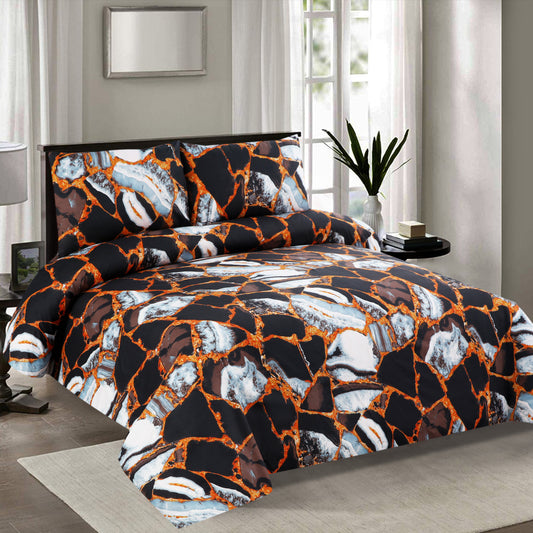 6 Piece - Black Marble Printed Duvet Cover Set