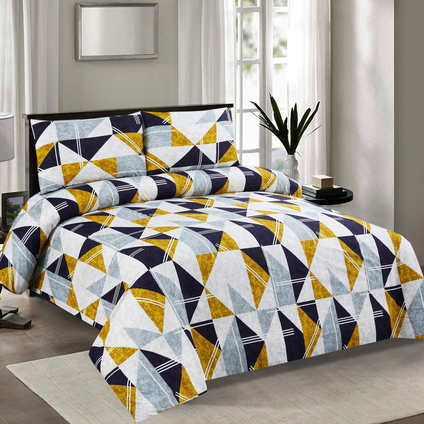 6 Piece - Black & Gold Abstract Printed Duvet Cover Set