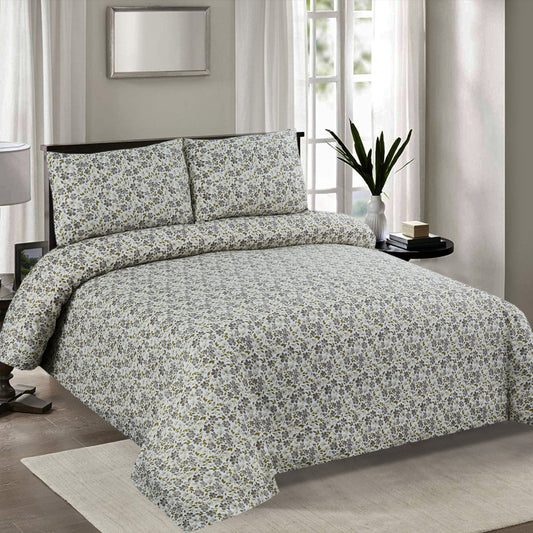 6 Piece - Ditsy Grey Floral Printed Duvet Cover Set