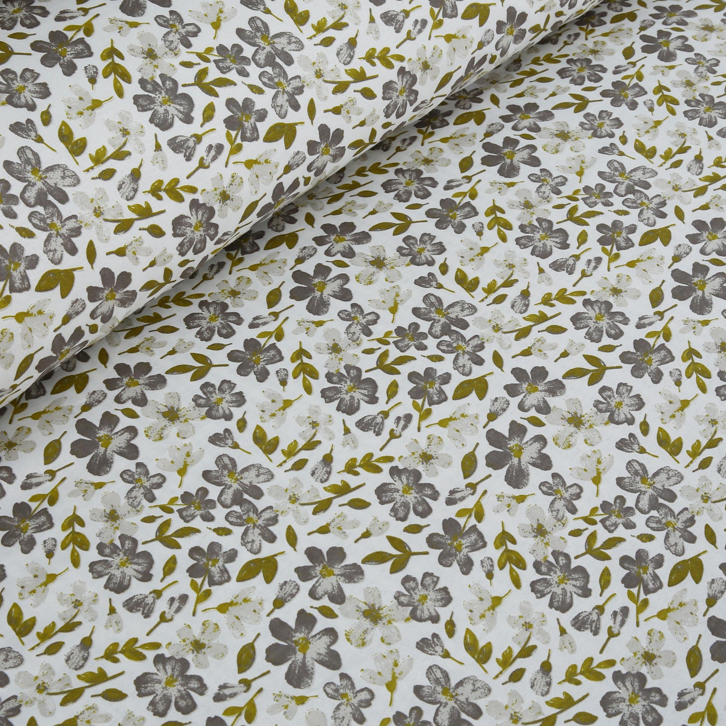 6 Piece - Ditsy Grey Floral Printed Duvet Cover Set
