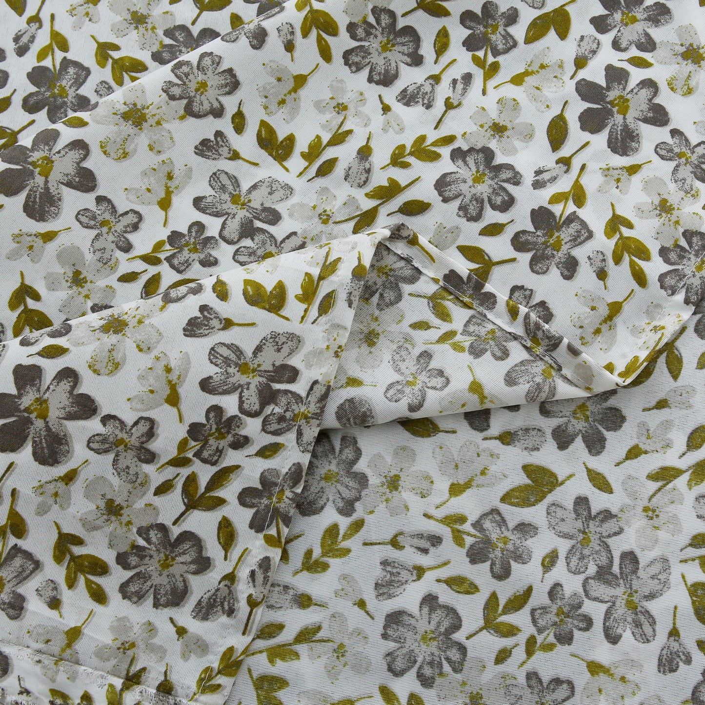 6 Piece - Ditsy Grey Floral Printed Duvet Cover Set