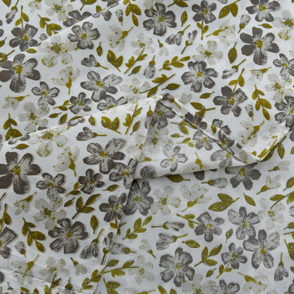 6 Piece - Ditsy Grey Floral Printed Duvet Cover Set