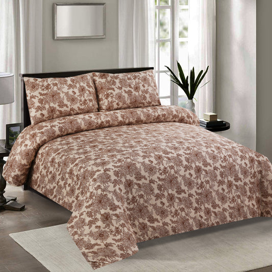 6 Piece - Pink Flowered Printed Duvet Cover Set