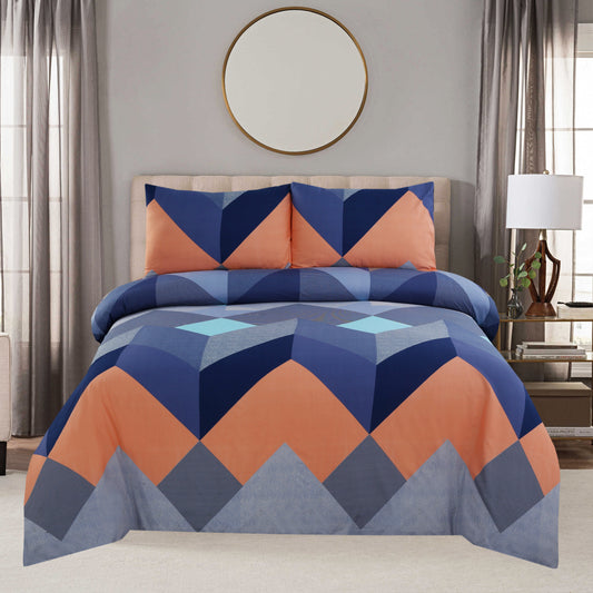 6 Piece - Multi Color Squarel Printed Duvet Cover Set