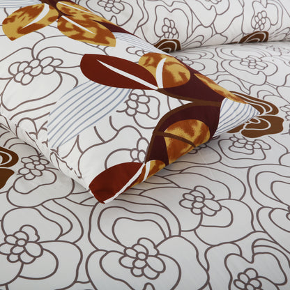 6 Piece - Graphite Floral Printed Duvet Cover Set