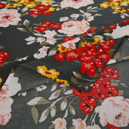 6 Piece - Green Floral Chintz Printed Duvet Cover Set