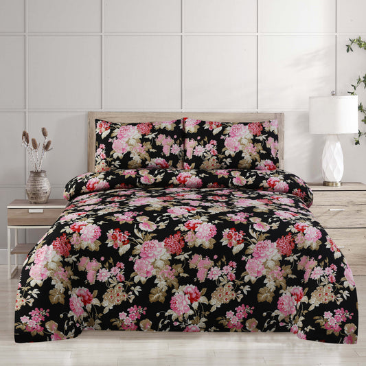 3/6 Piece - Black Floral Chintz Set - 3174