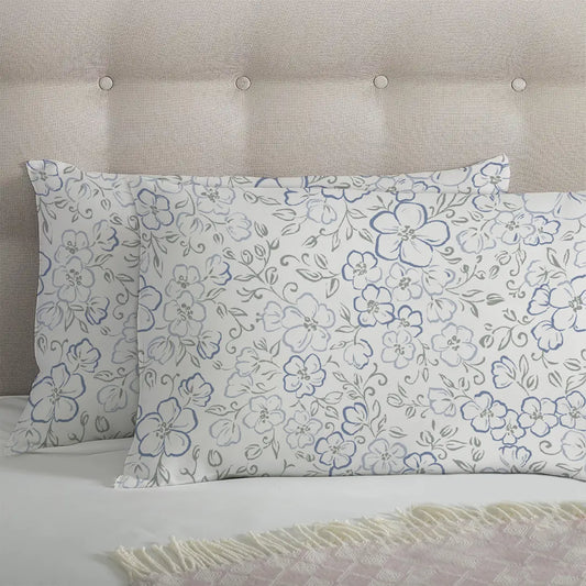 Linen Flowers Printed Pillow Pair