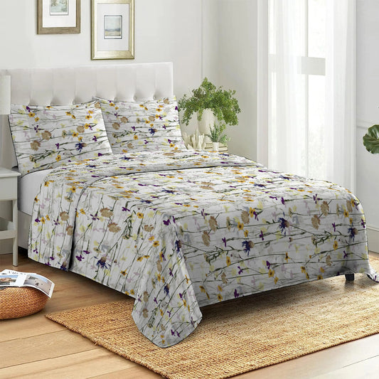 3 Piece - Meadow Printed Bed Sheet Set - 2055