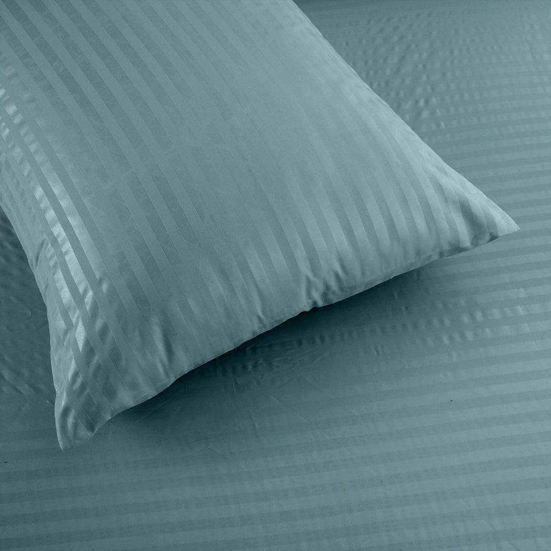 3/6 Piece - Pale Aqua Satin Stripe Set - 3045