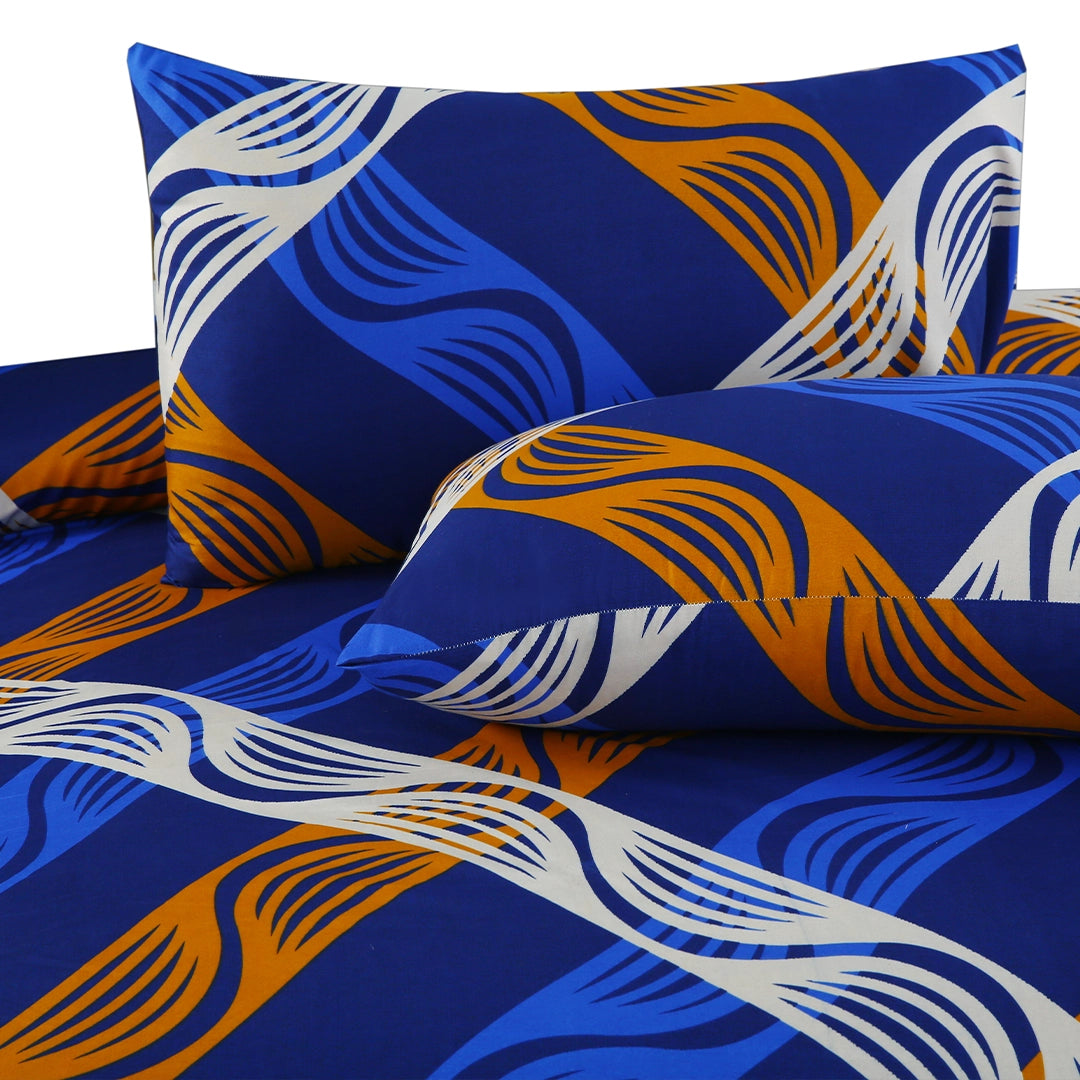 3/6 Piece - Blue, Orange, and White Wavy Set - 3117