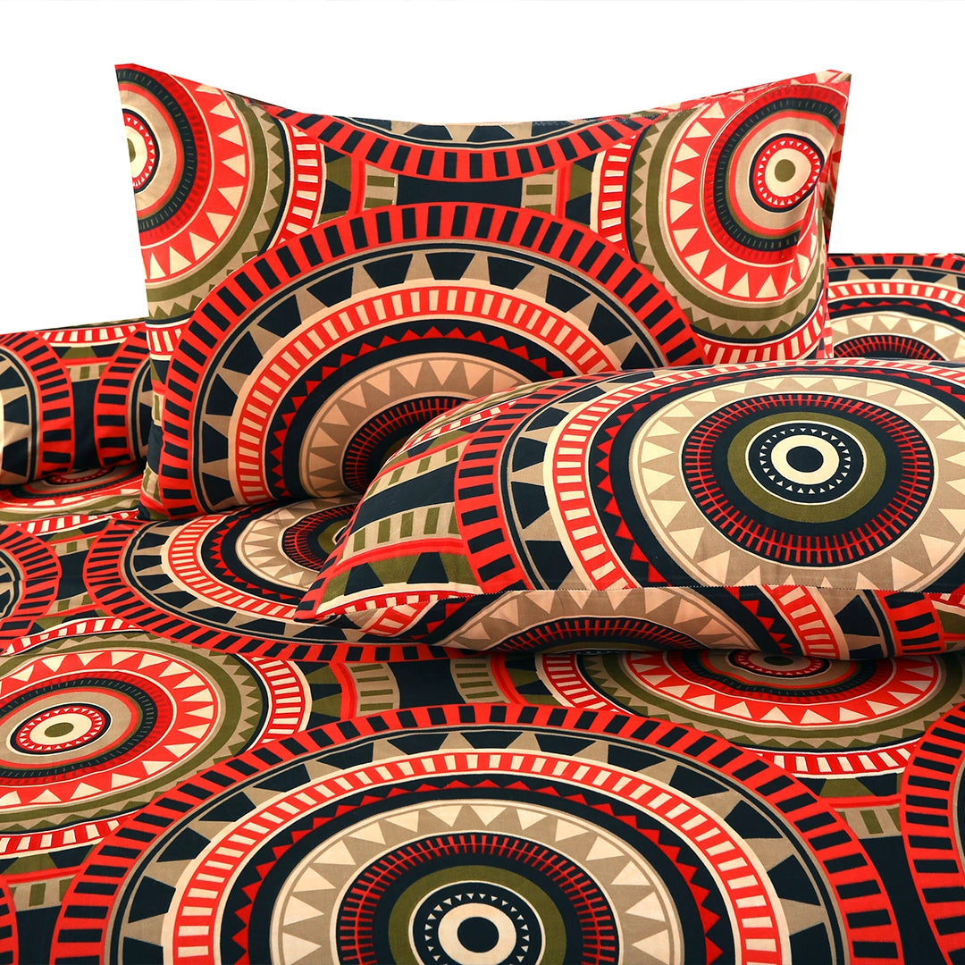 3/6 Piece - African Tribal Patterned Bed Sheet Set - 3118